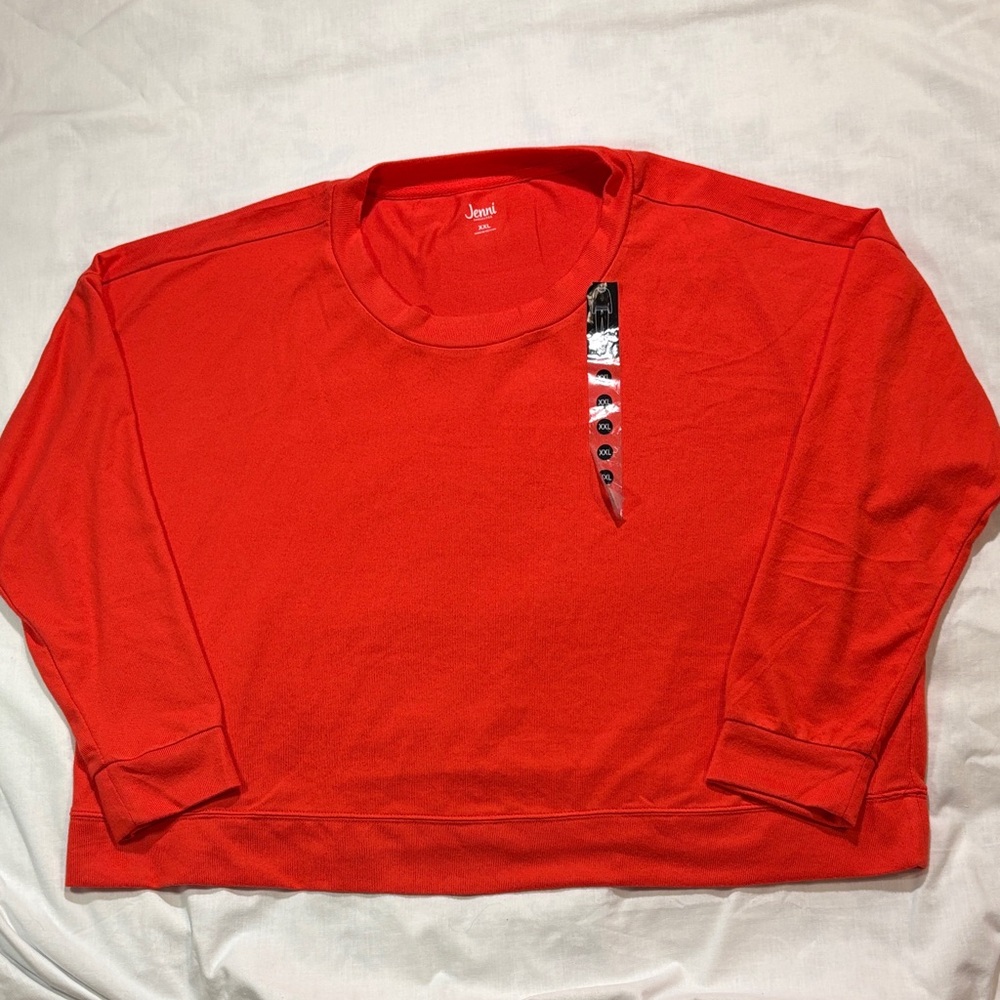 Jenni Intimates Red Pajama Top XXL Soft Sleepwear Lounge Shirt Cozy Loungewear